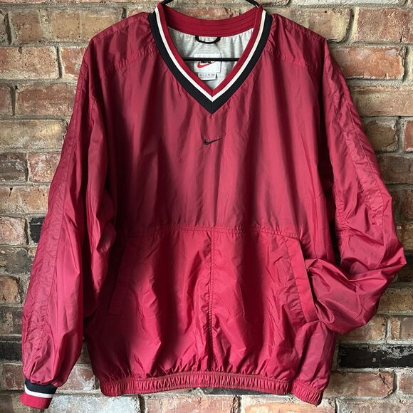 Vintage 90's Nike Windbreaker Jacket 1990s Women's XL Red Center Swoosh - Picture 1 of 16